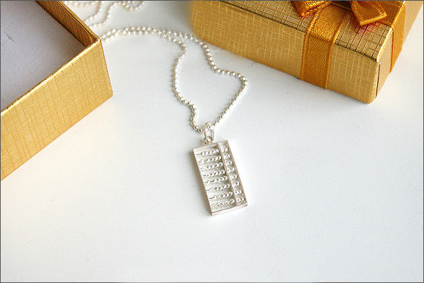 Abacus Pendant - 925 Sterling Silver  - Silver Pendant -  Rocker Gothic Woman Jewelry (P-019)