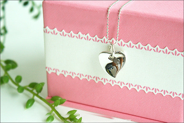 Heart Pendant - 925 Sterling Silver -  Silver Pendant - Rocker Gothic Woman Jewelry (P-001)