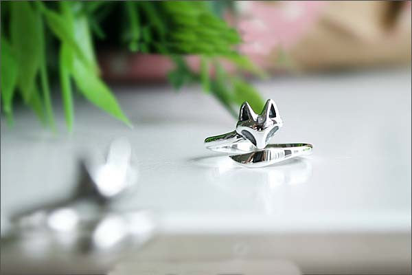 Silver ring - tail adjustable fox ring,ring,animal ring,cute ring,unique, bridesmaid gift, adjustable ring, 925 Sterling Silver (SR-086)