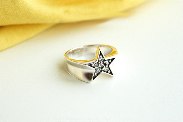 925 Sterling silver Star ring, Star Stacking Ring, Whire Cz, Star band ring, Star Stackable Silver Ring, Dainty Star Ring, Silver Ring (R97)