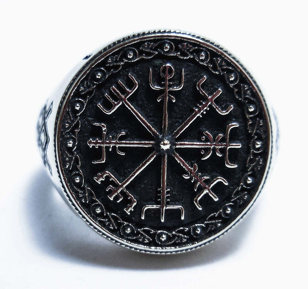 Vegvisir Aka Viking Compass Ring Pagan Asatru Heathen Norse 925 Sterling Silver (R-65)
