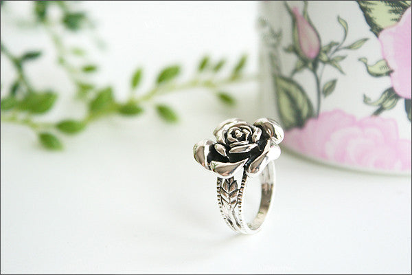 Rose Ring, 925 Sterling Silver, Woman Jewelry -  Silver ring (SR-034)