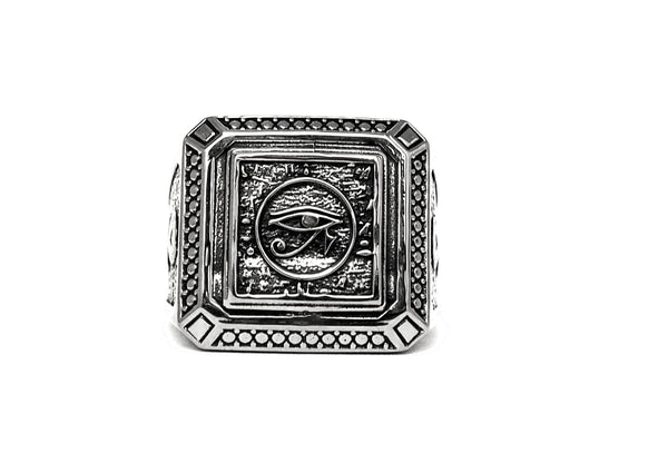 Men Egyptian Eye of Horus Ankh Cross Ring 925 Sterling silver Size 8-15 (R-49)