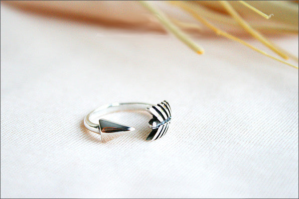 Adjustable Arrow Ring, 925 sterling silver, Arrow Wrap Around Stackable Midi Knuckle Ring, Arrow Ring, Tiny Midi (R-100)