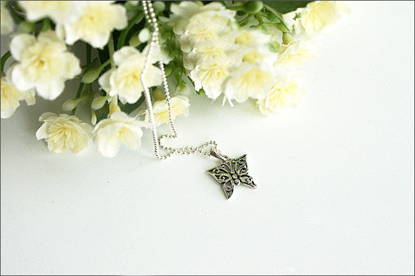 Butterfly Pendant  - 925 Sterling Silver - Silver Pendant -  Rocker Gothic Woman Jewelry (P-013)