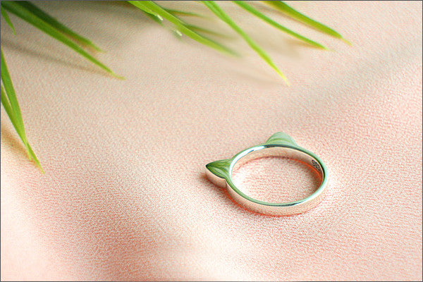 Cat Ring - 925 sterling silver Cat Ring, Kawaii Cat ears Ring, Silver cat ring, cat jewellery, everyday ring (SR-110)