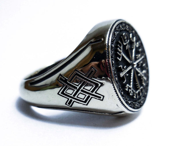 Vegvisir Aka Viking Compass Ring Pagan Asatru Heathen Norse 925 Sterling Silver (R-65)