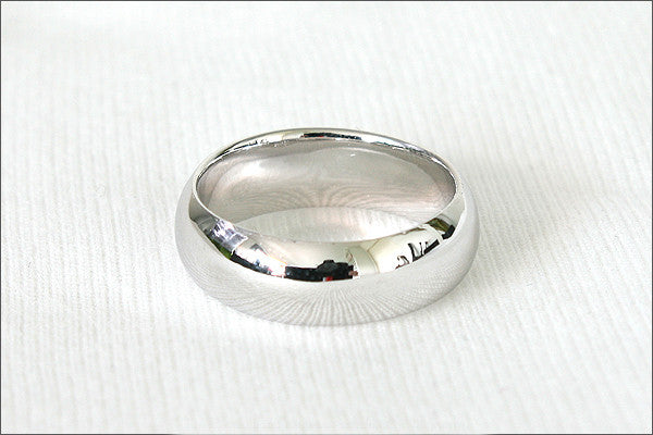 Engraved Ring - Ring 6 mm wide. 925 Sterling Silver with White Gold Plate 3-5 micron Stamped Ring, Personalized Ring (WG-4)