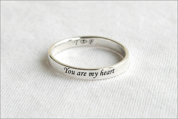 3mm Personalized ring, name ring, personalized jewelry, mothers ring, stacking ring, message ring, personalized quote (RB-5)