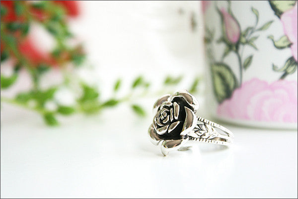 Rose Ring, 925 Sterling Silver, Woman Jewelry -  Silver ring (SR-034)