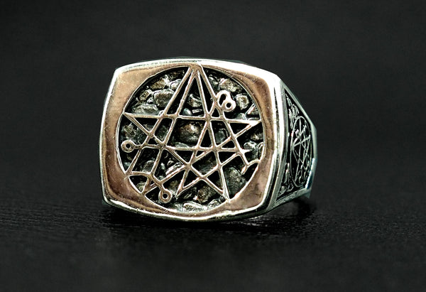Seal Sigil of the Necronomicon Ring, Necronomicon Ring, Necronomicon jewelry 925 Sterling Silver Size 6-15