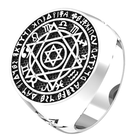 Hexagram Six-Pointed Star Star of David Seal Solomon Rings 925 Sterling Silver Size 6-15