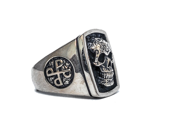 Skull Ring 925 Sterling Silver Style Heavy Biker Rocker Men's Jewelry (R-32)