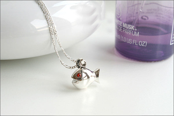 fish Pendant - 925 Sterling Silver  - Silver Pendant - Rocker Gothic Woman Jewelry (P-055)