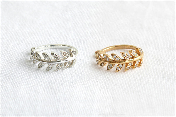 Leaf Ring, Simple leaf knuckle ring, knuckle leaf ring, leaf ring, fern leaf ring, silver fern ring - 925 Sterling Silver (SR-111)