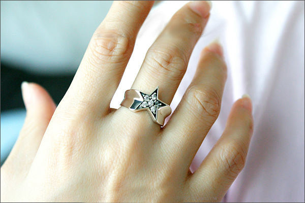 925 Sterling silver Star ring, Star Stacking Ring, Whire Cz, Star band ring, Star Stackable Silver Ring, Dainty Star Ring, Silver Ring (R97)