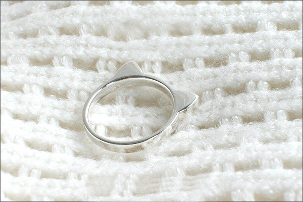 Cat Ring - 925 sterling silver Cat Ring, Kawaii Cat ears Ring, Silver cat ring, cat jewellery, everyday ring (SR-110)
