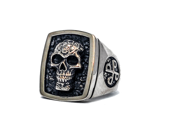 Skull Ring 925 Sterling Silver Style Heavy Biker Rocker Men's Jewelry (R-32)