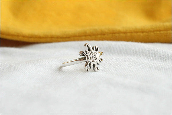 Sun Ring - Silver Sun Ring, Day Ring, Sun Midi Ring, Sun Shing Ring, Simple Sun Jewelry - Nature Jewelry veryday ring - Silver ring (SR-106)