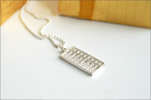 Abacus Pendant - 925 Sterling Silver  - Silver Pendant -  Rocker Gothic Woman Jewelry (P-019)