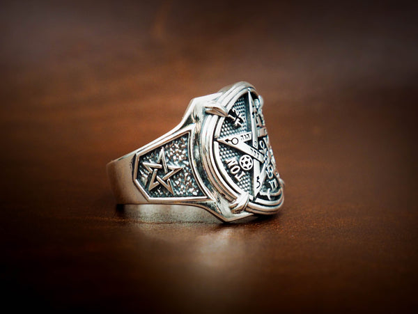925 Sterling Silver Tetragrammaton Pentagram Star Ring, Solomon Ring Size 6-15