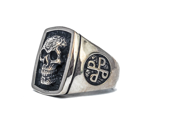 Skull Ring 925 Sterling Silver Style Heavy Biker Rocker Men's Jewelry (R-32)