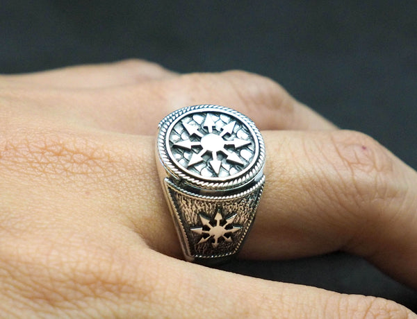 Men Chaotic Magic 8 Pointed Arrows Magick Chaos Star Ring 925 Sterling Silver 925 Sterling Silver Size 6-15