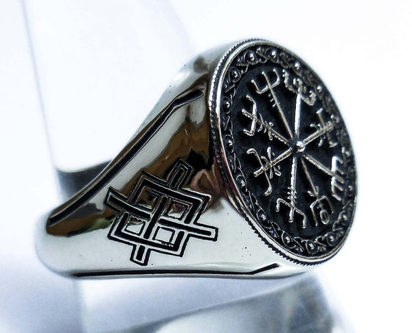 Vegvisir Aka Viking Compass Ring Pagan Asatru Heathen Norse 925 Sterling Silver (R-65)