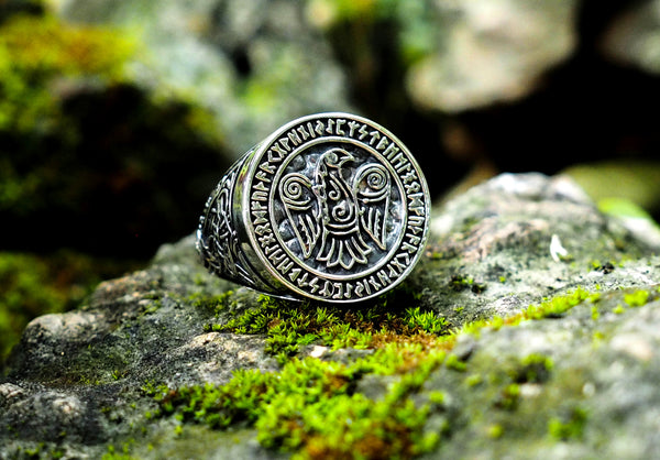 925 Sterling Silver Odin Ravens Viking Ring Nordic Celtic Viking Norse Jewelry Size 6-15