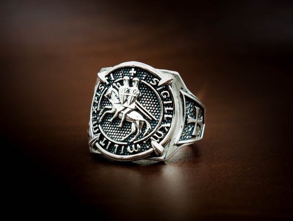 925 Sterling Silver The Seal of Knights Templar Masonic Ring Size 6-15