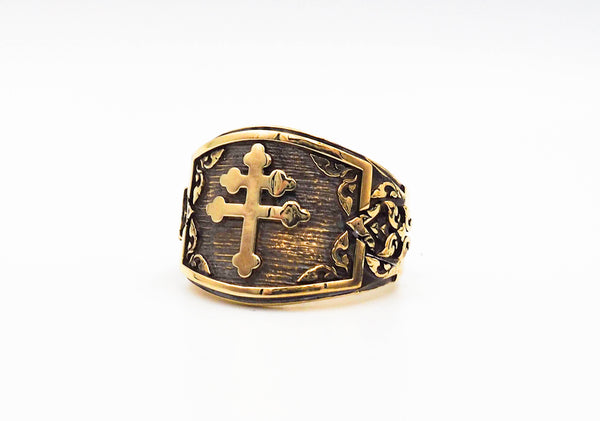 Cross of Lorraine Rings Knights Templar Crusader Brass Jewelry Size 6-15 BR-73