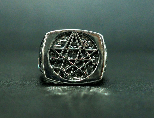 Seal Sigil of the Necronomicon Ring, Necronomicon Ring, Necronomicon jewelry 925 Sterling Silver Size 6-15
