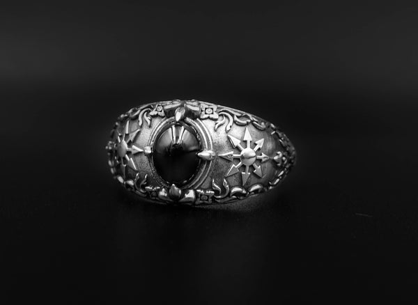 Onyx Chaotic Magic 8 Pointed Arrows Magick Chaos Star Ring 925 Sterling Silver Size 6-15