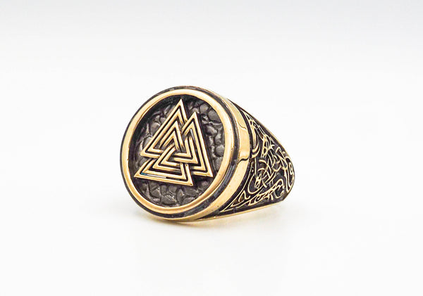 Valknut Ring Viking Scandinavian Norse Brass Jewelry Size 6-15 BR-77