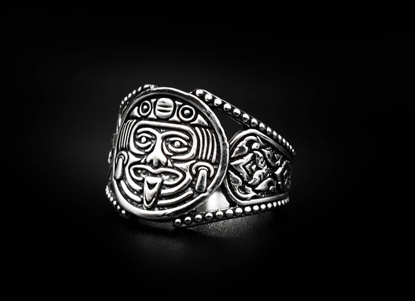 Women's Men Mayan Aztec Calendar Mexico Ring 925 Sterling Silver Size 6-15