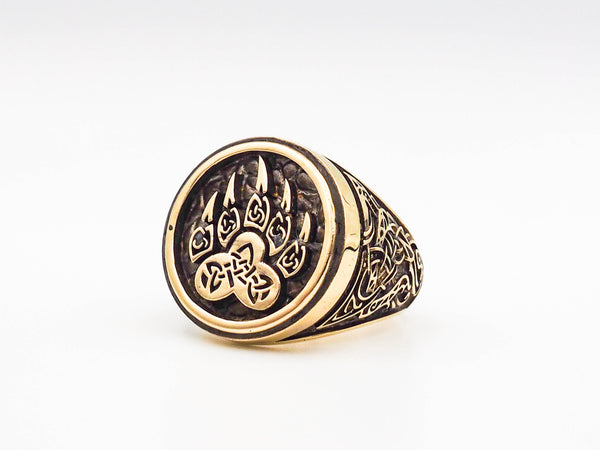 Bear Paw Rings Viking Slavic Pagan Scandinavian Norse Brass Jewelry Size 6-15 BR-78