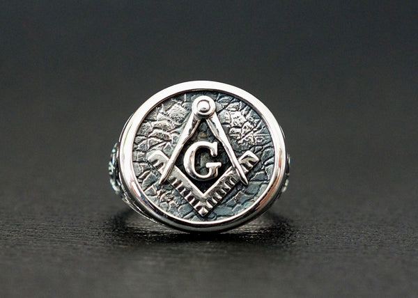 Freemason Masonic Ring Gothic Masonic Biker Rings 925 Sterling Silver Size 6-15