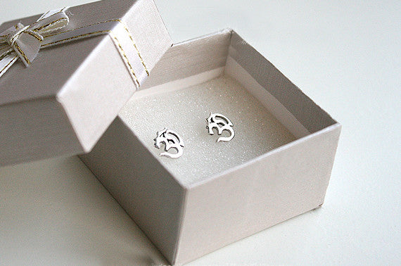 Ohm Earrings - 925 sterling silver ohm earring - yoga - tragus earring - tiny stud earring - ohm studs (E-33)