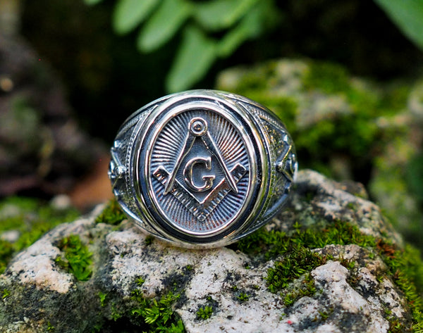 Free mason Masonic Ring, Freemason Master Ring 925 Sterling Silver Size 6-15