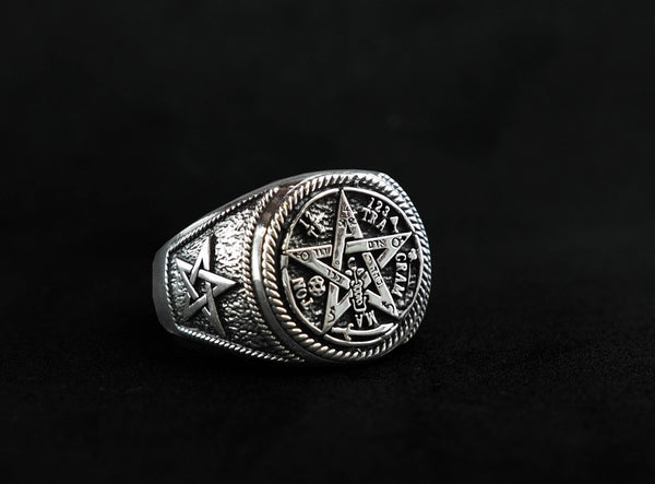 Ceremonial Magic Seal of Solomon Tetragrammaton Ring 925 Sterling Silver Size 6-15