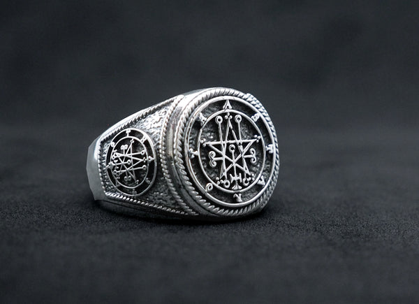 Astaroth Sigil Goetia Unisex Solomon Demon Seal Satan Ring 925 Sterling Silver Size 6-15