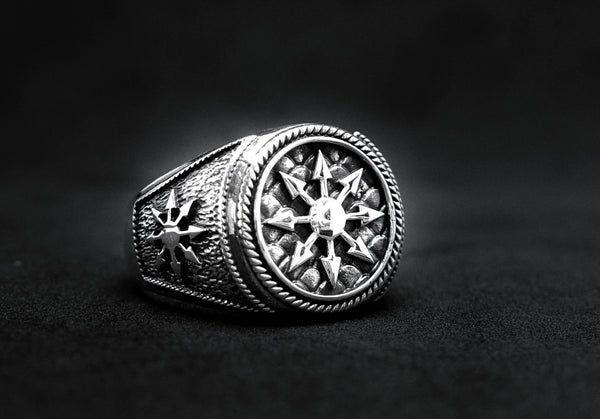 Men Chaotic Magic 8 Pointed Arrows Magick Chaos Star Ring 925 Sterling Silver 925 Sterling Silver Size 6-15