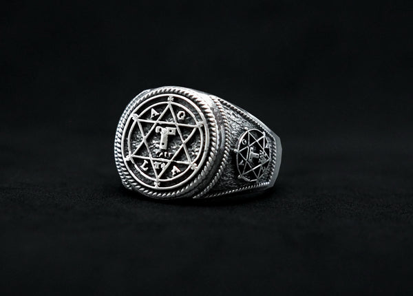 Goetia Hexagram Seal of Solomon Ring, Star of David Ring 925 Sterling Silver Size 6-15