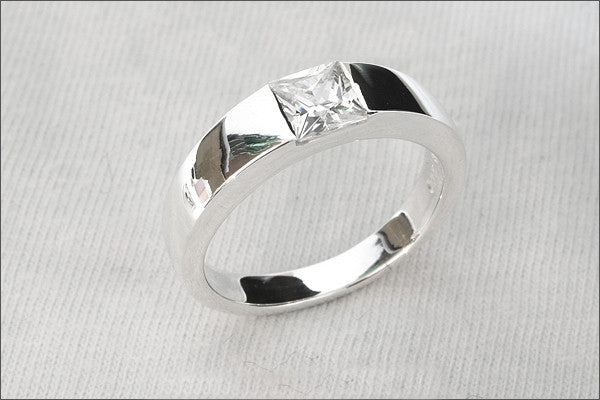 Sterling Silver Swarovski Crystal Engagement Ring Solitaire Promise Ring - 925 Sterling Silver Ring - Engraved Inside Ring  (R91)