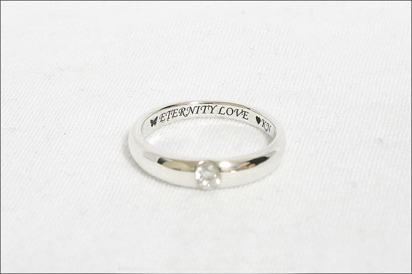 925 Sterling Silver with Swarovski Crystal Ring, Personalized Engraved Inside Ring of the ring for wedding band (R-91)