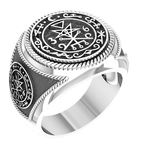 Seal Of Lilith Sigil Of Lucifer Ring, Seal Of Lilith Amulet Ring 925 Sterling Silver Size 6-15