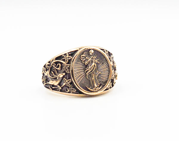 Catholic Virgin Mary Ring for Mens Women Brass Jewelry Size 6-15 BR-118