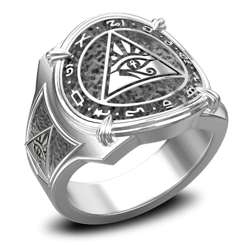 Eye of Horus Ring, Egyptian Hieroglyphics Ring, Silver Egypt Jewelry, Egyptian Rings Egyptian Amulet 925 Sterling Silver Size 6-15