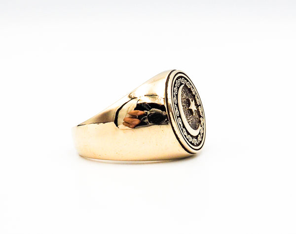 Moon and Star Signet Rings, Muslim Allah Islam Ring Brass Jewelry Size 6-15 BR-114