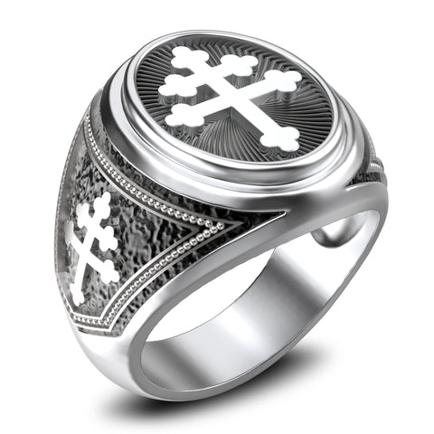 Cross Of Lorraine Magnum Ring, Magnum Foreign Legion Ring, French Ring 925 Sterling Silver Size 6-15